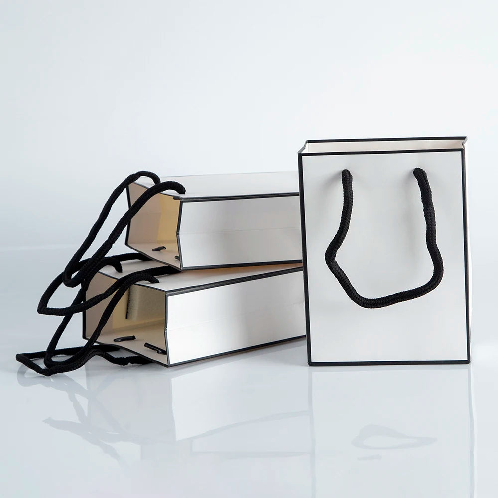 Paper Gift Bags White Kraft Paper Tote Bags with Handles Bulk For Shopping Retail Bags for Small Business Birthday Wedding Party