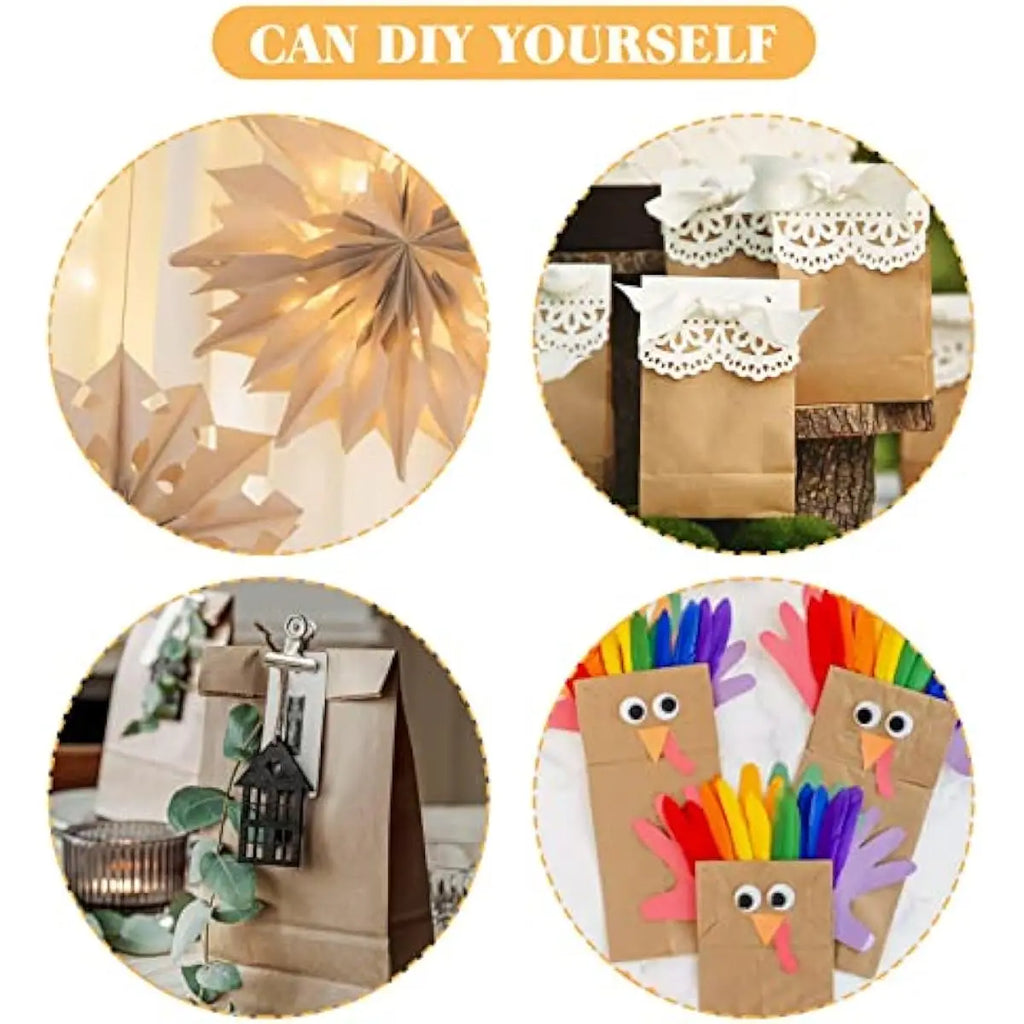 10pcs Kraft Paper Gift Wrap Bags, 4lbs Mini Lunch Bags No Handles, Stickers, Personalized Storage Bags Baby Shower, Birthday