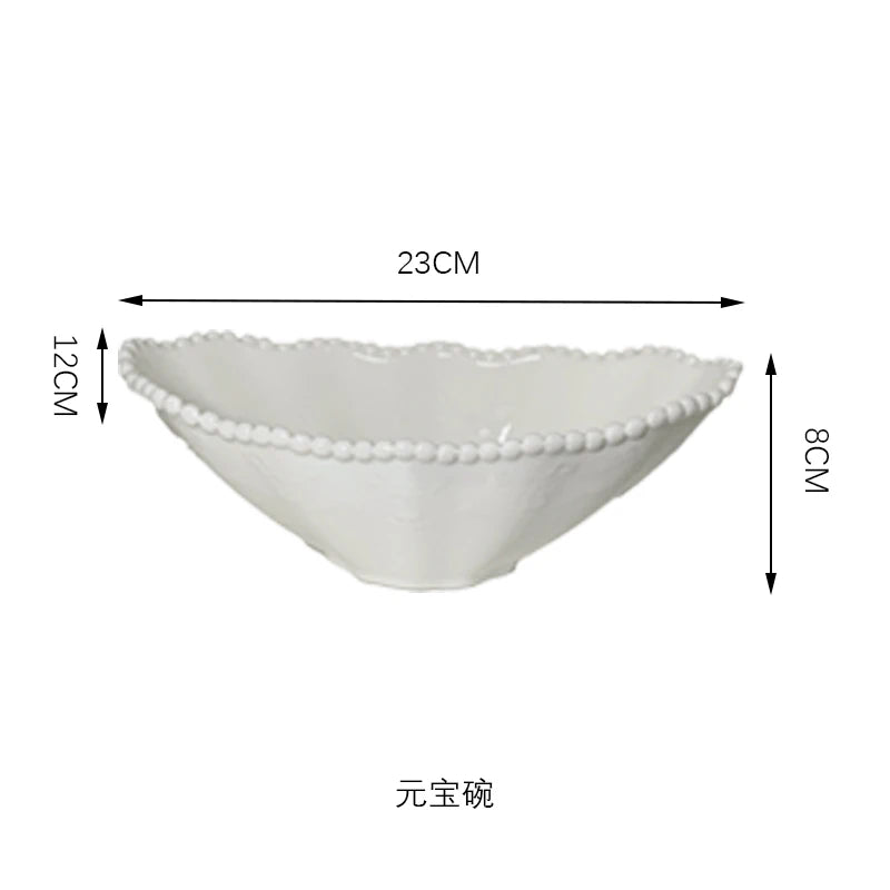 Ceramic Pearl Plates & Bowls Set - Practical Breakfast Tableware, Perfect for Modern Home Dining & Daily Use