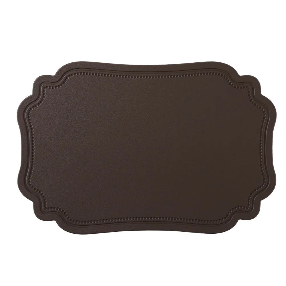 4 Piece Household Retro Irregular Tableware Pad Waterproof PU Leather Place Mat Washable Non-slip Table Mat Banquet