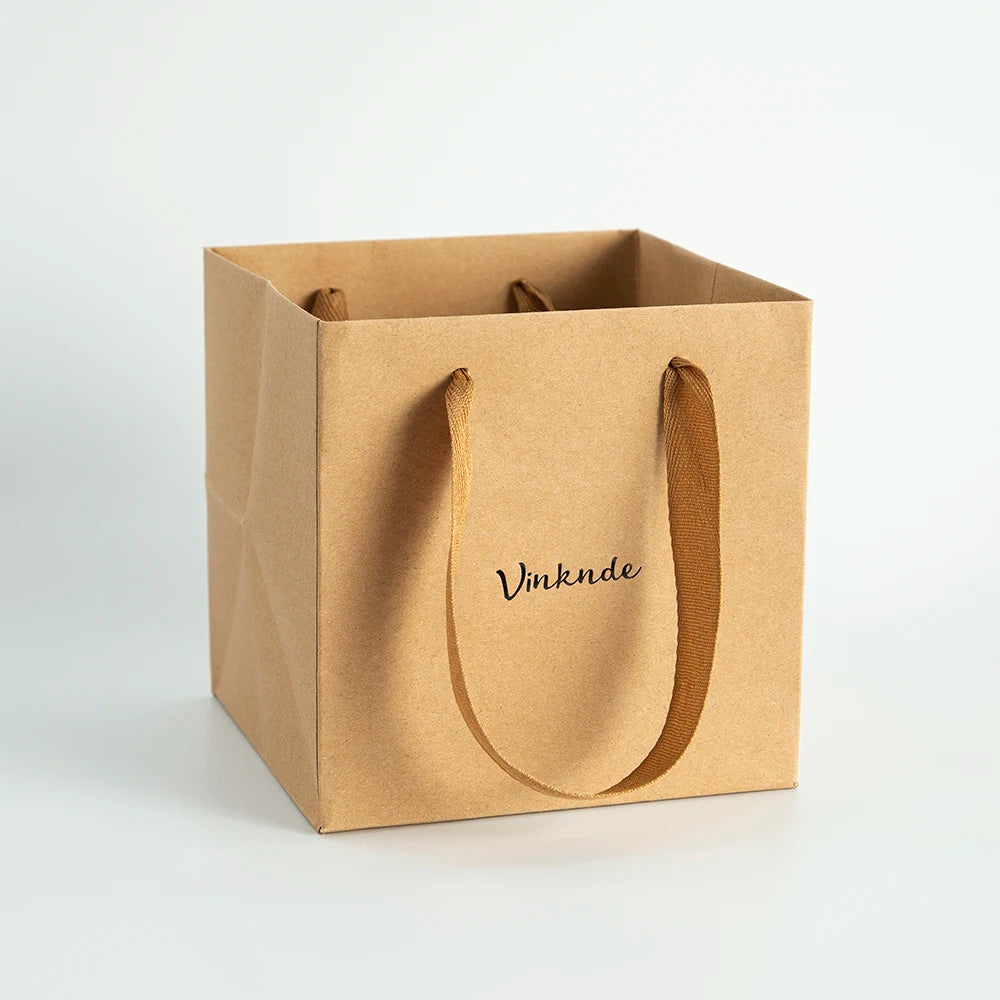 24-Pack Kraft Paper Red Bag with Handles Custom Logo Plain Paper Gift Grocery Bags for Food Retail Shopping Take Out Boutique