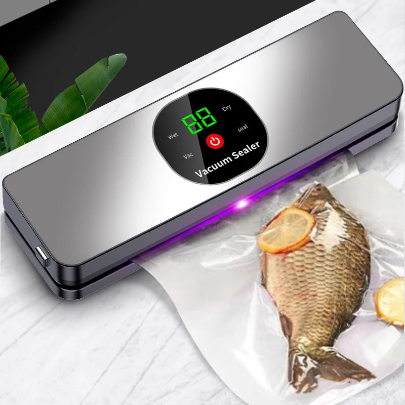 Household automatic vacuum sealer, suitable for dry and wet foods, food preservation vacuum packaging machine, outdoor camping