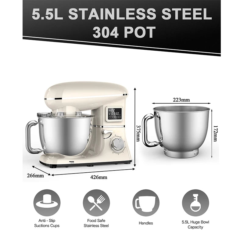 Kitchen Appliances US/EU Plug 110V 230V Bakery Amasadoras Food Processors 6.2L 8830 Motor Stand Batter Batedeira Food Mixer Cake