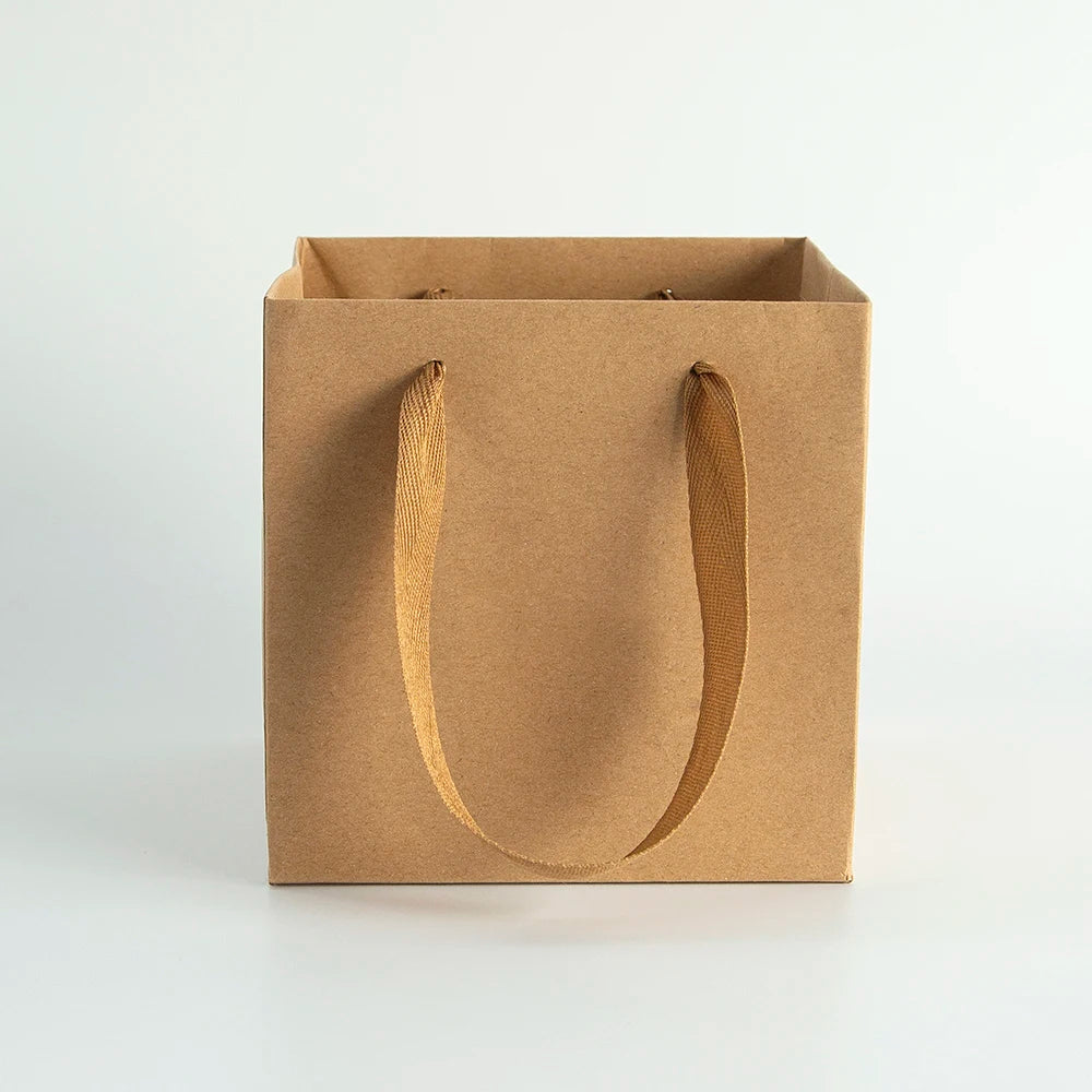 24-Pack Kraft Paper Red Bag with Handles Custom Logo Plain Paper Gift Grocery Bags for Food Retail Shopping Take Out Boutique