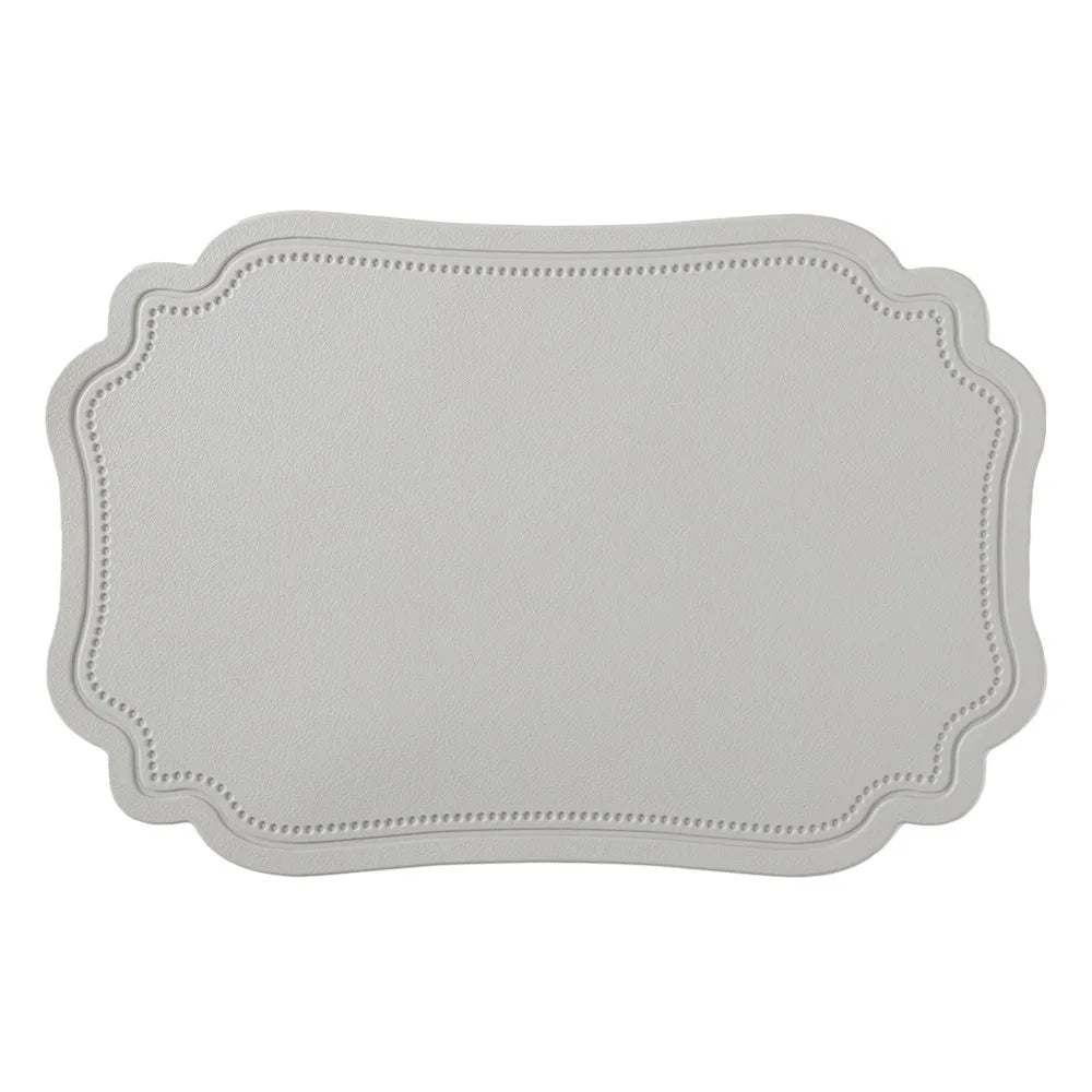 4 Piece Household Retro Irregular Tableware Pad Waterproof PU Leather Place Mat Washable Non-slip Table Mat Banquet