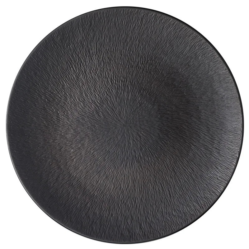 Restaurant Dishes, Round Frosted Ceramic Plates, Fruit Plates, Dessert Plates, Black and White Tableware, Utensils, Kitchenware