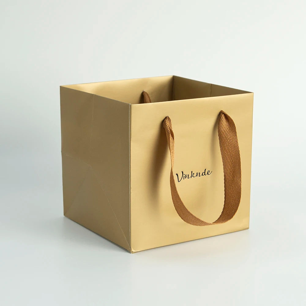 24-Pack Kraft Paper Red Bag with Handles Custom Logo Plain Paper Gift Grocery Bags for Food Retail Shopping Take Out Boutique