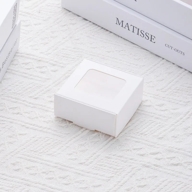 10Pcs Kraft Paper Carton Box Transparent Jewelry Cookie Chocolate Packaging Storage Cardboard Gift Boxes