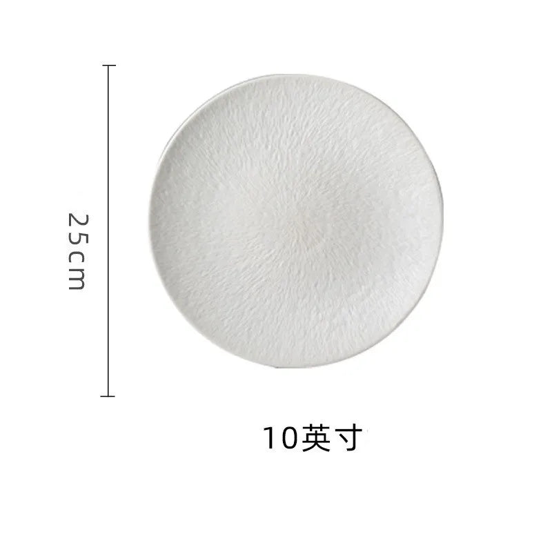 Restaurant Dishes, Round Frosted Ceramic Plates, Fruit Plates, Dessert Plates, Black and White Tableware, Utensils, Kitchenware