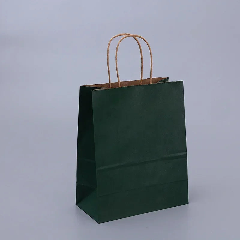 Kraft Paper Gift Bags With Handles 10/20/30/50/100PCS Shopping Carry Craft Brown White Bag Party Christmas Supplies