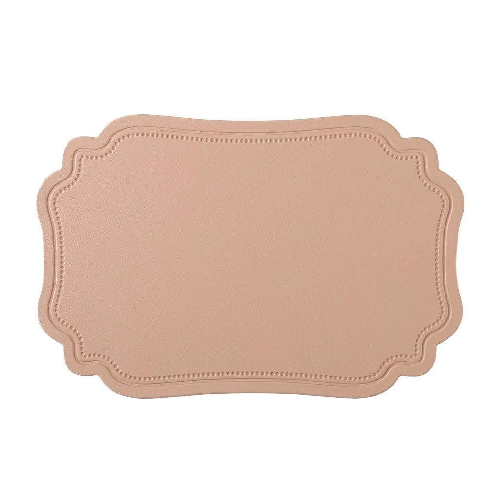 4 Piece Household Retro Irregular Tableware Pad Waterproof PU Leather Place Mat Washable Non-slip Table Mat Banquet