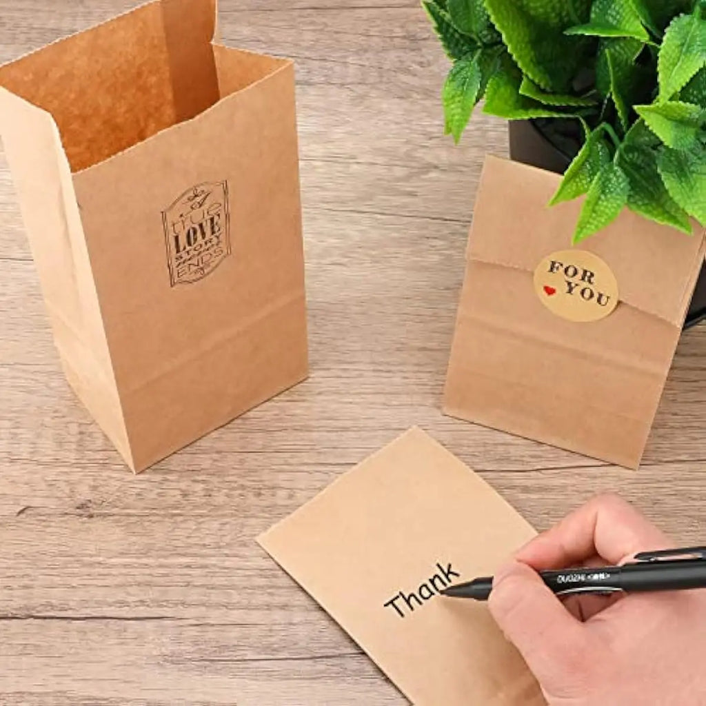 10pcs Kraft Paper Gift Wrap Bags, 4lbs Mini Lunch Bags No Handles, Stickers, Personalized Storage Bags Baby Shower, Birthday