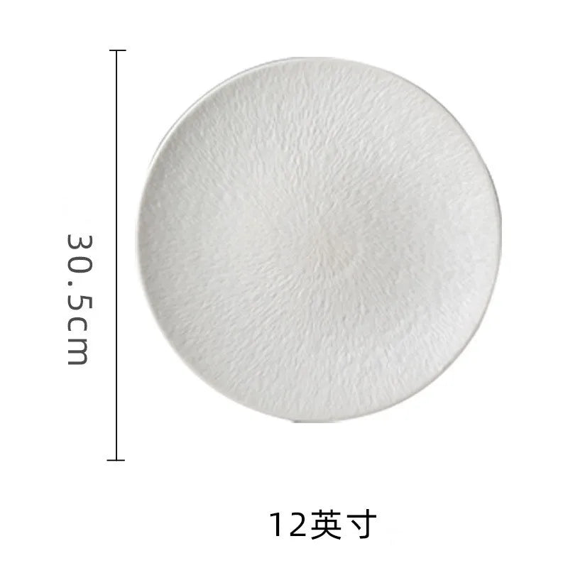 Restaurant Dishes, Round Frosted Ceramic Plates, Fruit Plates, Dessert Plates, Black and White Tableware, Utensils, Kitchenware