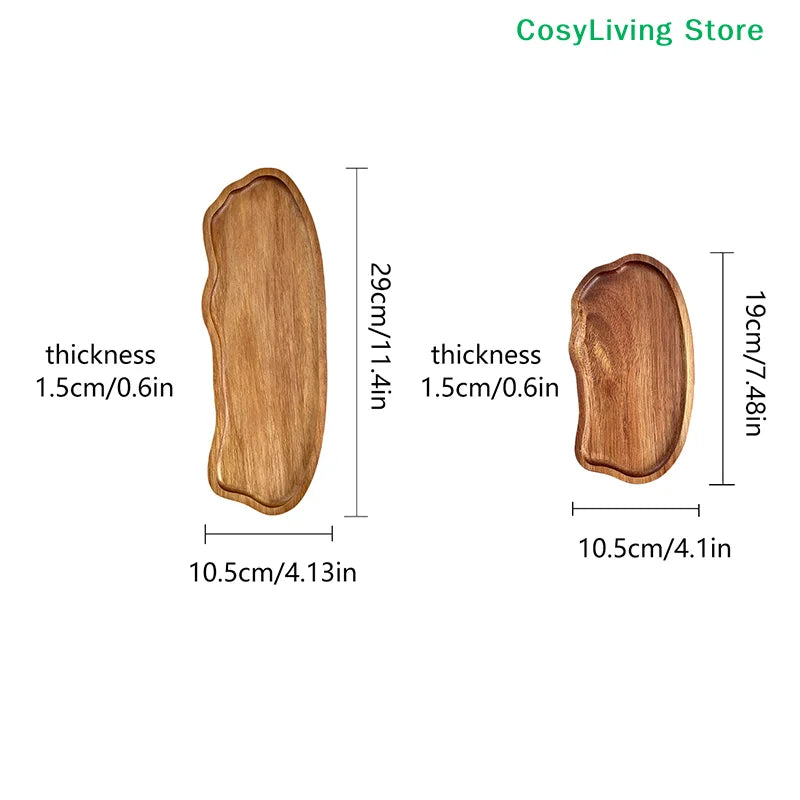Wooden Decorative Plate Tea Coffee Tray Fruit Dessert Candy Plate Bread Snack Cake Food Dish Trays Tableware