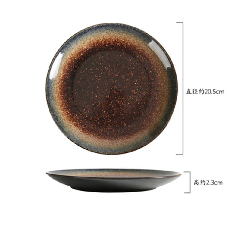 Japanese Ceramic Serving Dinner Plate Western Steak Dishes Trays Tableware Breakfast Dinnerware for Home Kitchen