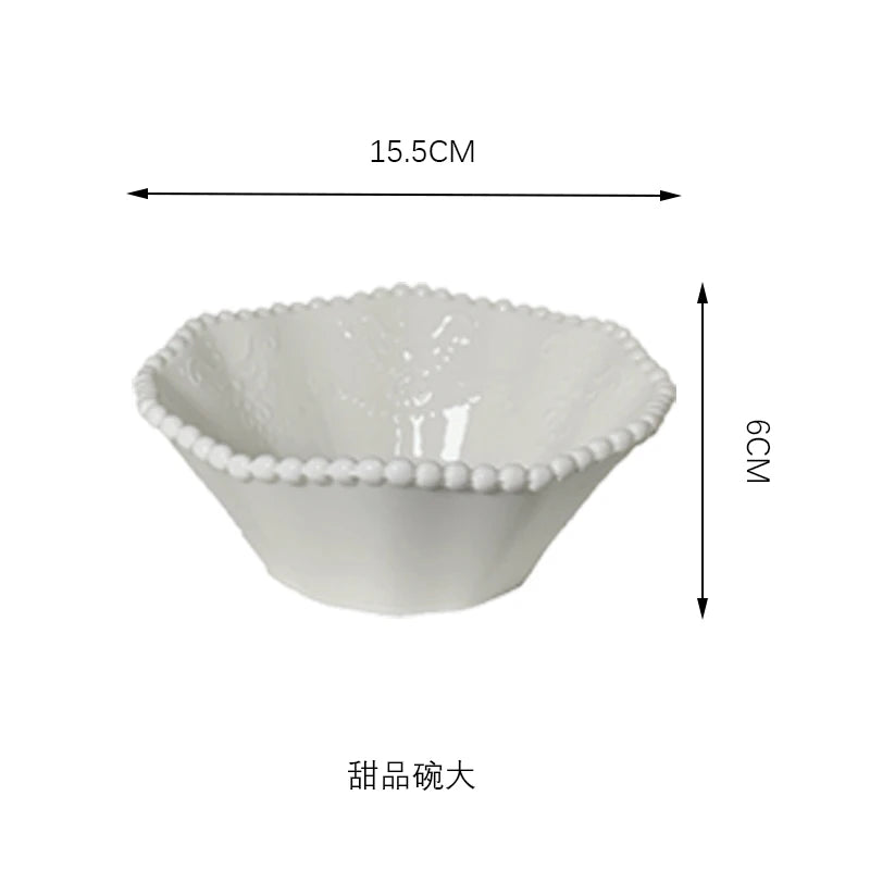 Ceramic Pearl Plates & Bowls Set - Practical Breakfast Tableware, Perfect for Modern Home Dining & Daily Use