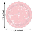 10pcs Paper Plates Bow Themed Party Decoration Bow Shape Pink Color Disposable Tableware Set Coquette Style Disposable Material