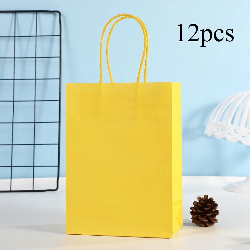 Party Favor Bags With Handles Reusable Kraft Paper Shopping Bags Birthday Supplies Party Gift Bags, Birthday Candy Bags