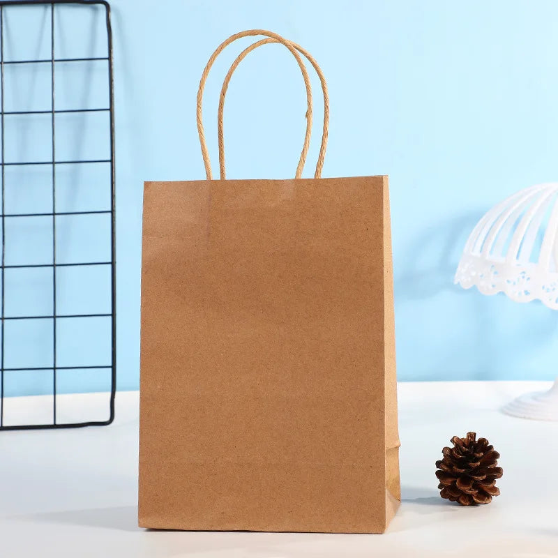 Party Favor Bags With Handles Reusable Kraft Paper Shopping Bags Birthday Supplies Party Gift Bags, Birthday Candy Bags