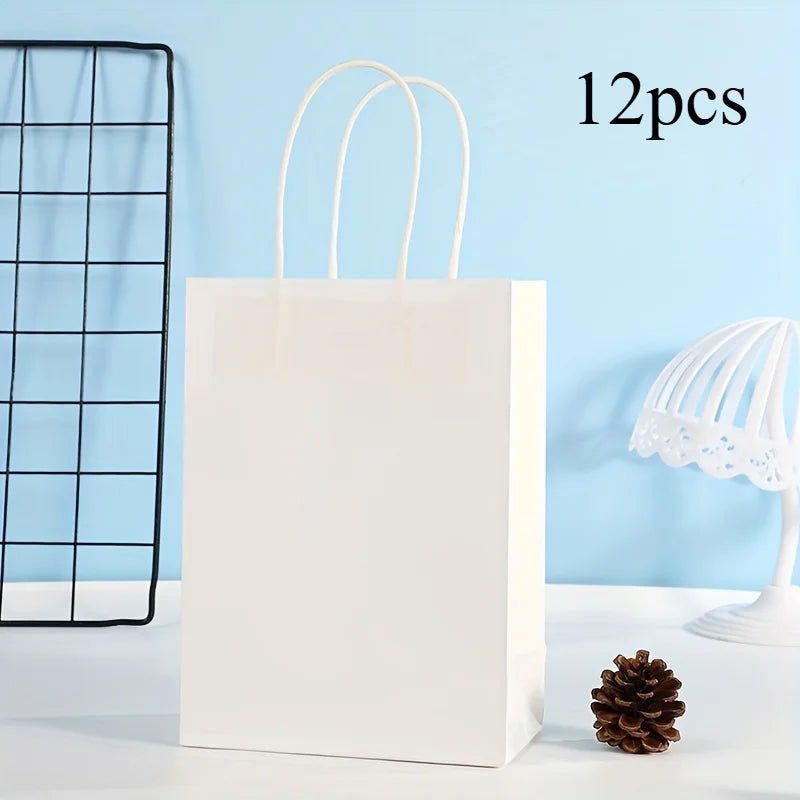 Party Favor Bags With Handles Reusable Kraft Paper Shopping Bags Birthday Supplies Party Gift Bags, Birthday Candy Bags