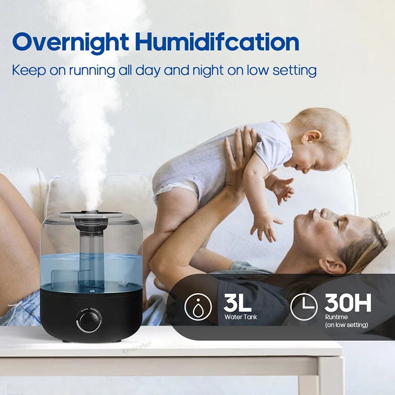 Household Electric Air Humidifier 3l Large-Capacity Large Spray Mute Humidifier Sprayer Atomiser Wall Plug