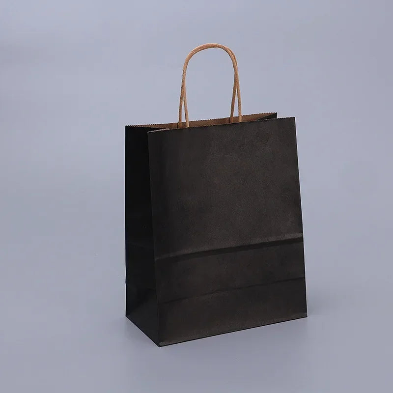Kraft Paper Gift Bags With Handles 10/20/30/50/100PCS Shopping Carry Craft Brown White Bag Party Christmas Supplies