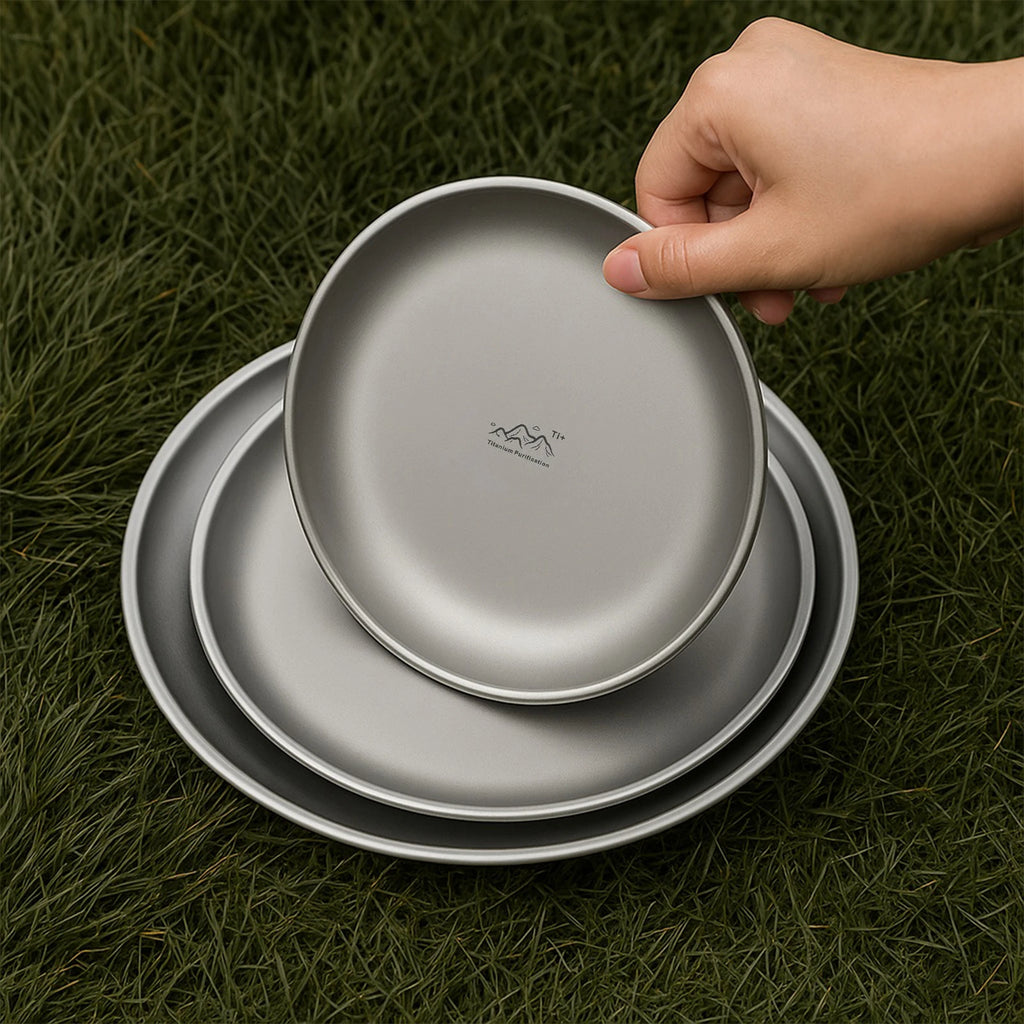 Titanium Purification Plate Portable Travel Tableware Lightweight Backcountry Dinnerware Rust Proof Outdoor Fruit Salad Plate