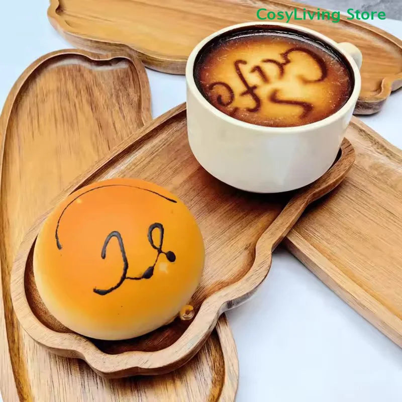 Wooden Decorative Plate Tea Coffee Tray Fruit Dessert Candy Plate Bread Snack Cake Food Dish Trays Tableware