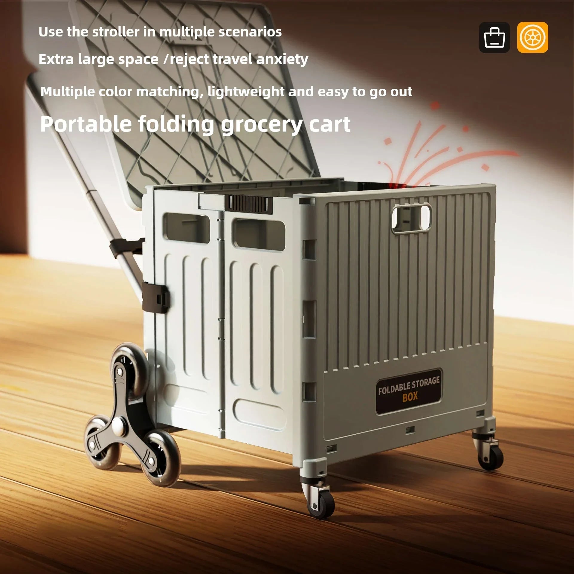 Household Goods Household Multi-functional  Portable Folding Shopping Trolley, Trailer, Camping, Large-capacity Storage Box