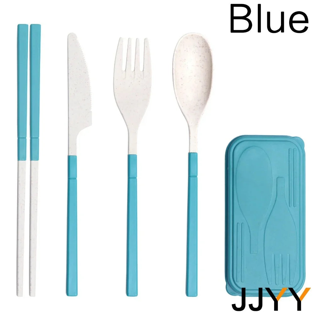 JJYY 1SET/4Pcs Portable Tableware Set Straw Tableware Set Portable Tableware Knife, Fork, Spoon Chopsticks