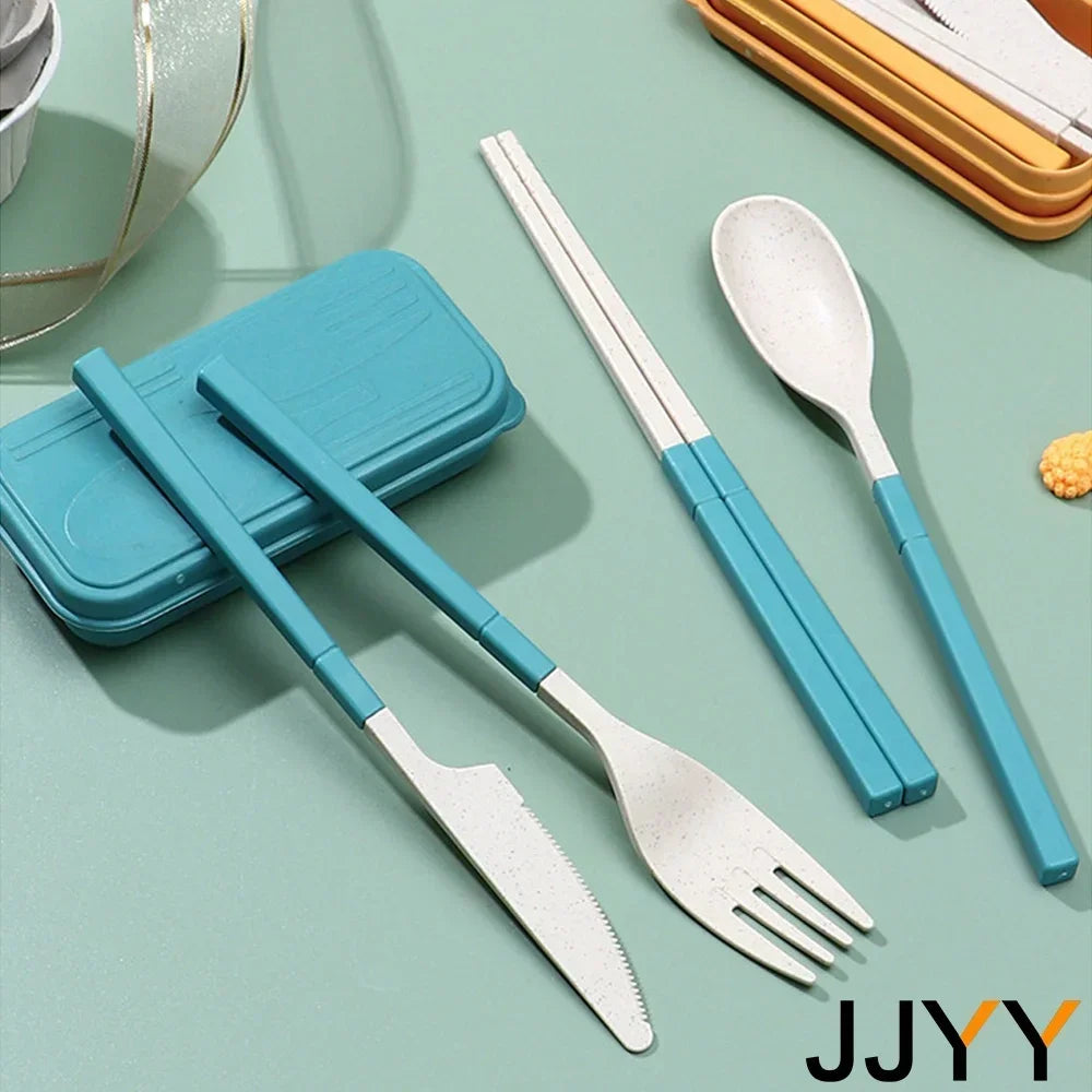 JJYY 1SET/4Pcs Portable Tableware Set Straw Tableware Set Portable Tableware Knife, Fork, Spoon Chopsticks