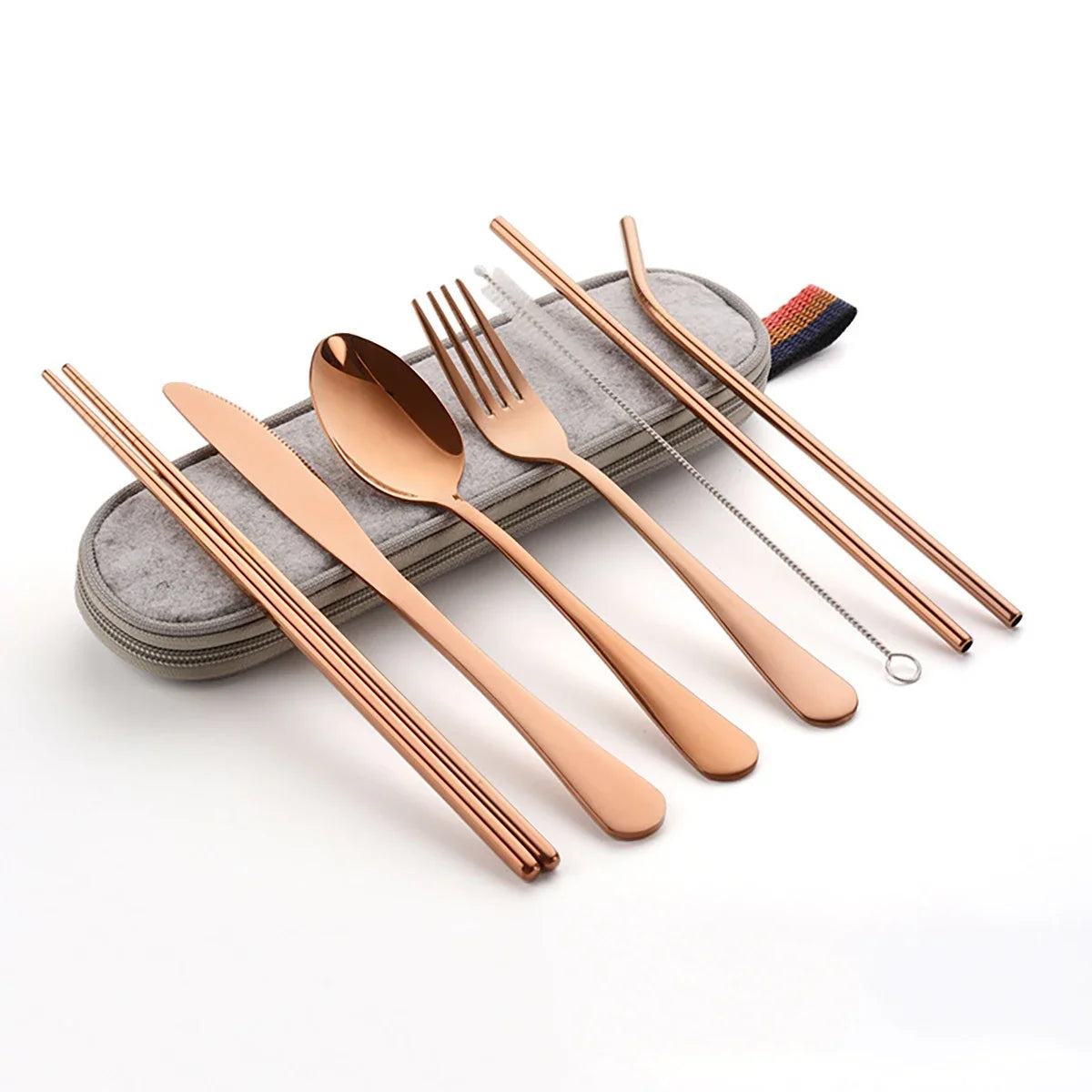 8PCS Portable Tableware Single Box Suitable For Outdoor Picnic Travel Students Chopsticks Fork Spoon Knife Easy To Take