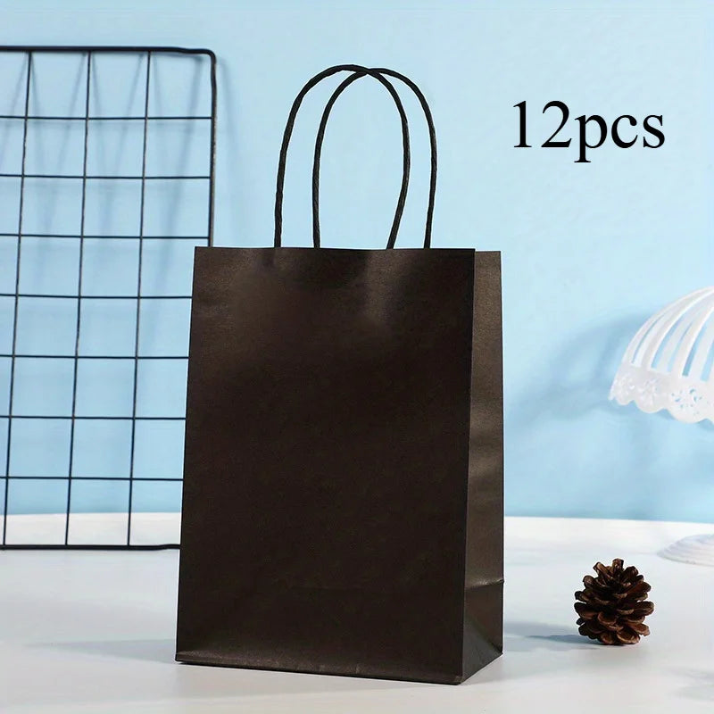 Party Favor Bags With Handles Reusable Kraft Paper Shopping Bags Birthday Supplies Party Gift Bags, Birthday Candy Bags