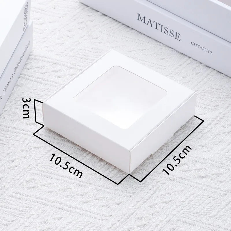 10Pcs Kraft Paper Carton Box Transparent Jewelry Cookie Chocolate Packaging Storage Cardboard Gift Boxes