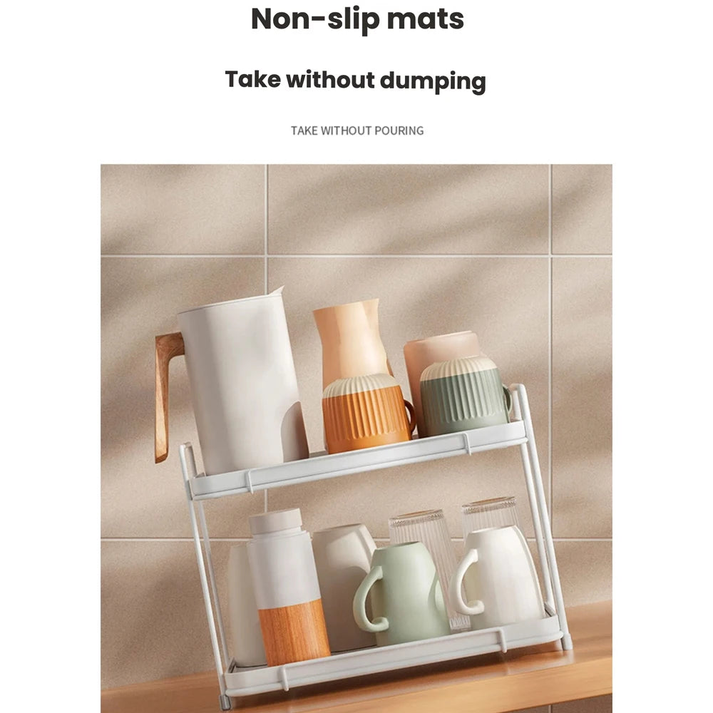 Household shelf for drying glass cups coffee cups household desktop double tray draining rack