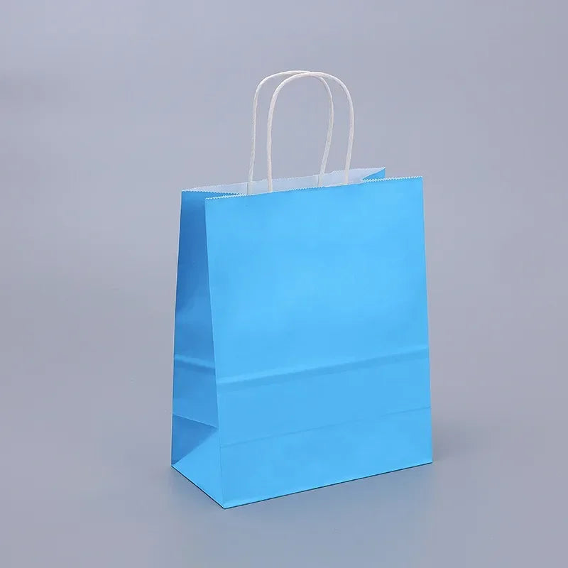 Kraft Paper Gift Bags With Handles 10/20/30/50/100PCS Shopping Carry Craft Brown White Bag Party Christmas Supplies