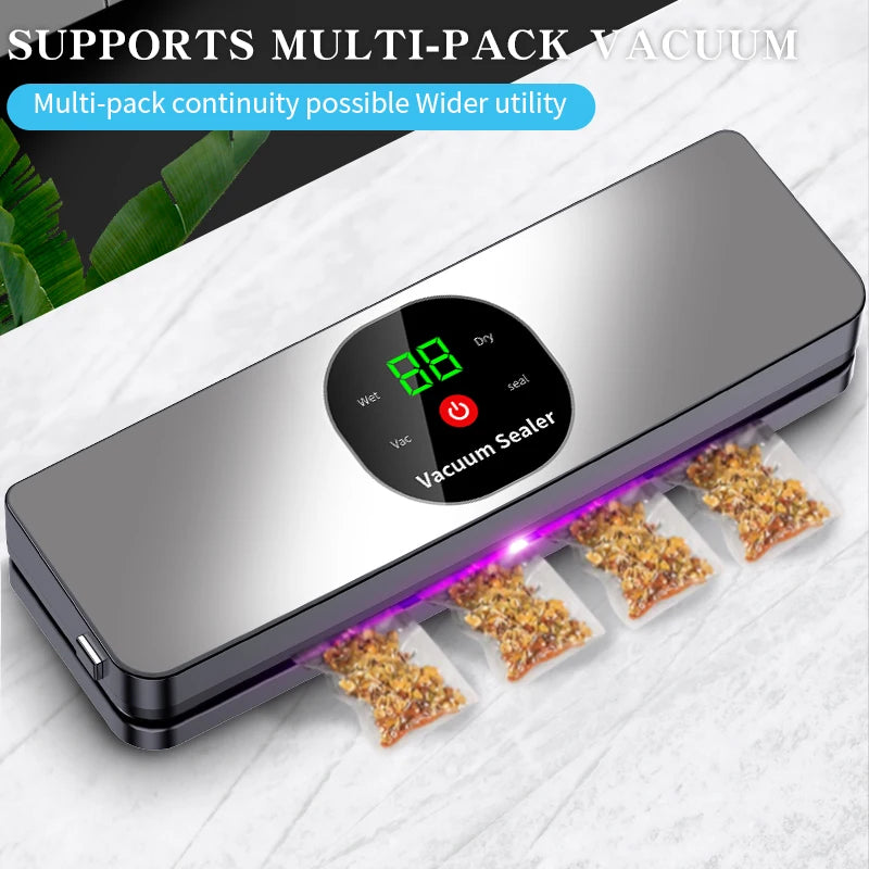 Household automatic vacuum sealer, suitable for dry and wet foods, food preservation vacuum packaging machine, outdoor camping