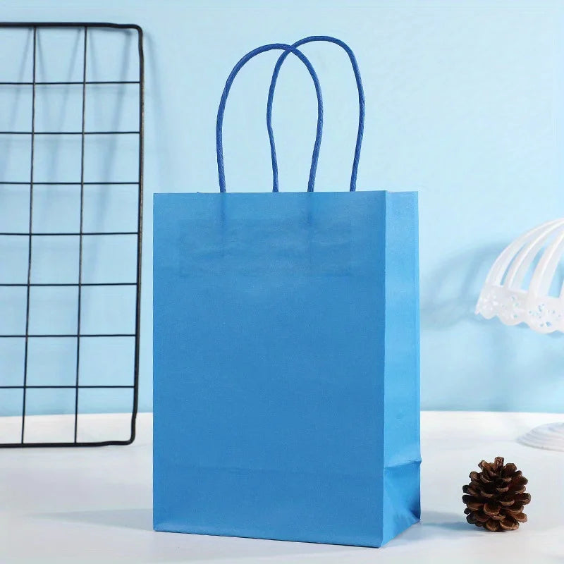 Party Favor Bags With Handles Reusable Kraft Paper Shopping Bags Birthday Supplies Party Gift Bags, Birthday Candy Bags