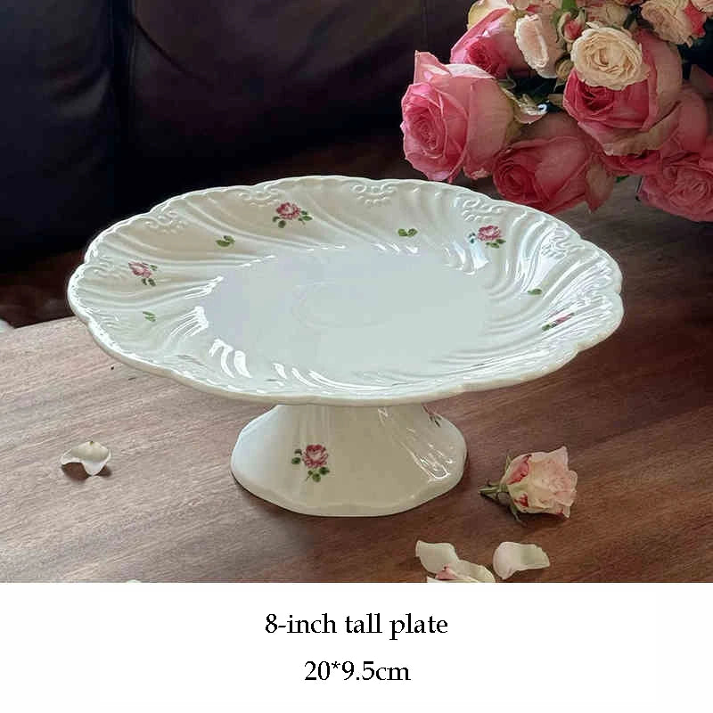 Ceramic Plate Set Coffee Cup Saucer Beautiful Tableware Vintage Rose Dessert Plate Dinner Dishes Gift Tea Cup Kitchen Supplies