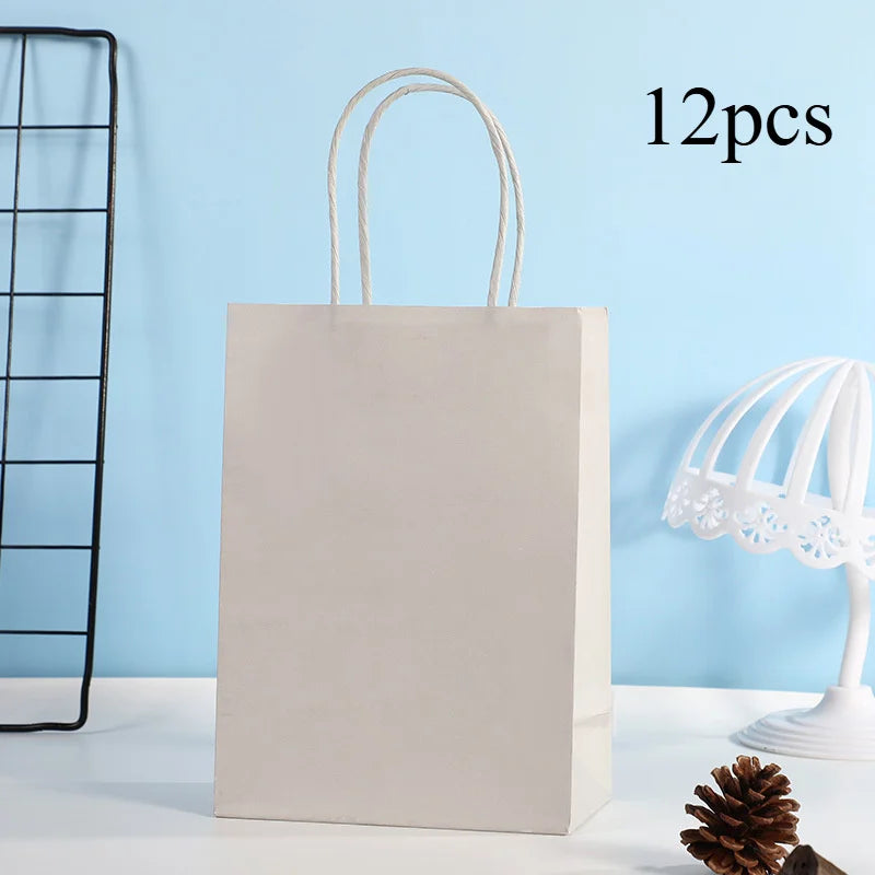Party Favor Bags With Handles Reusable Kraft Paper Shopping Bags Birthday Supplies Party Gift Bags, Birthday Candy Bags
