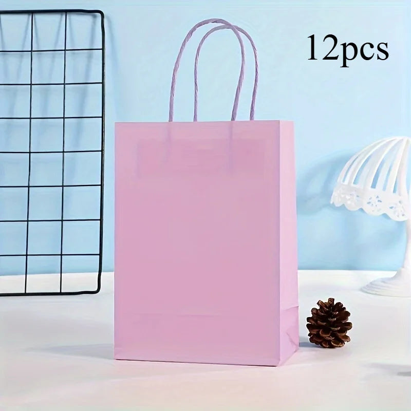 Party Favor Bags With Handles Reusable Kraft Paper Shopping Bags Birthday Supplies Party Gift Bags, Birthday Candy Bags