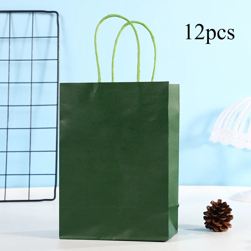 Party Favor Bags With Handles Reusable Kraft Paper Shopping Bags Birthday Supplies Party Gift Bags, Birthday Candy Bags