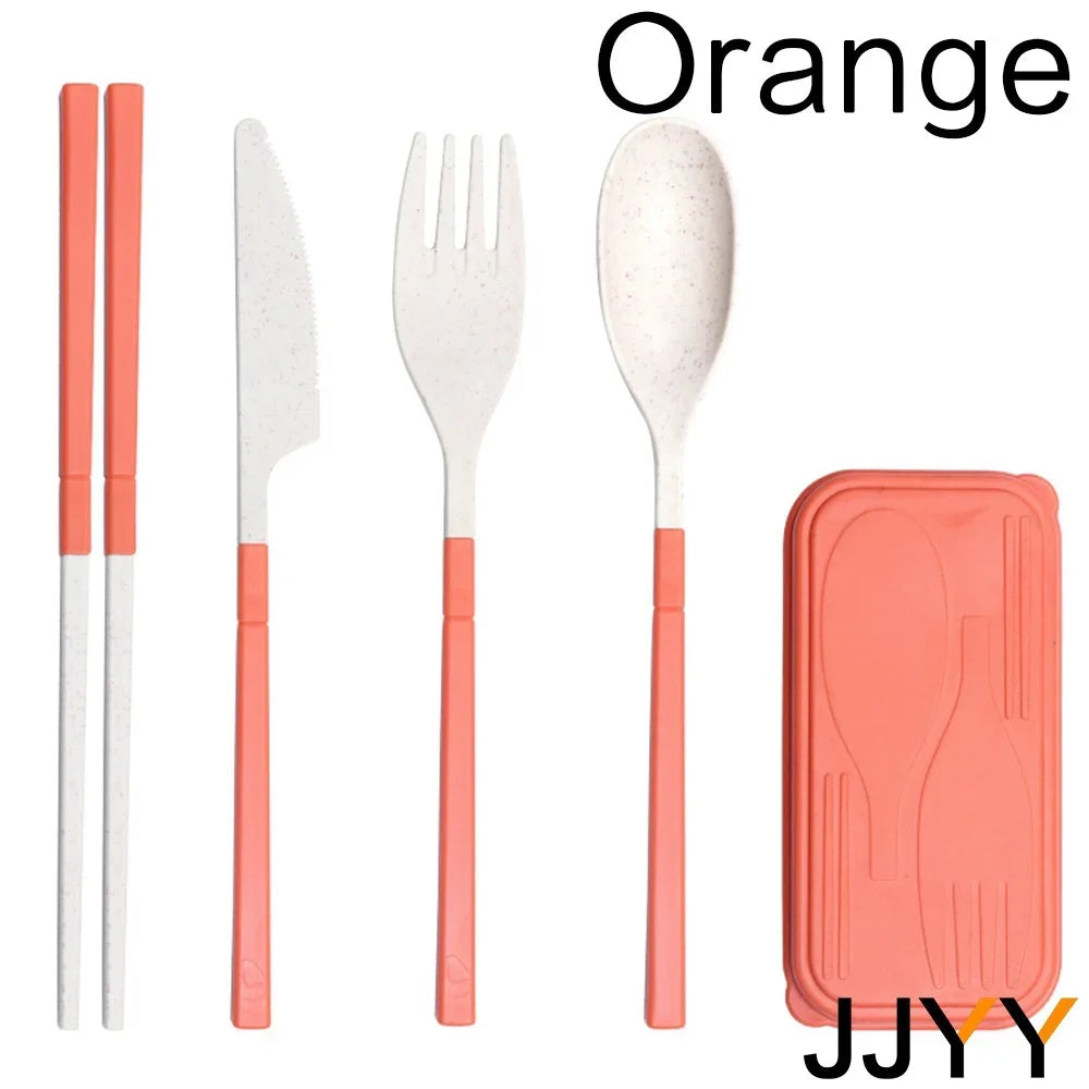 JJYY 1SET/4Pcs Portable Tableware Set Straw Tableware Set Portable Tableware Knife, Fork, Spoon Chopsticks