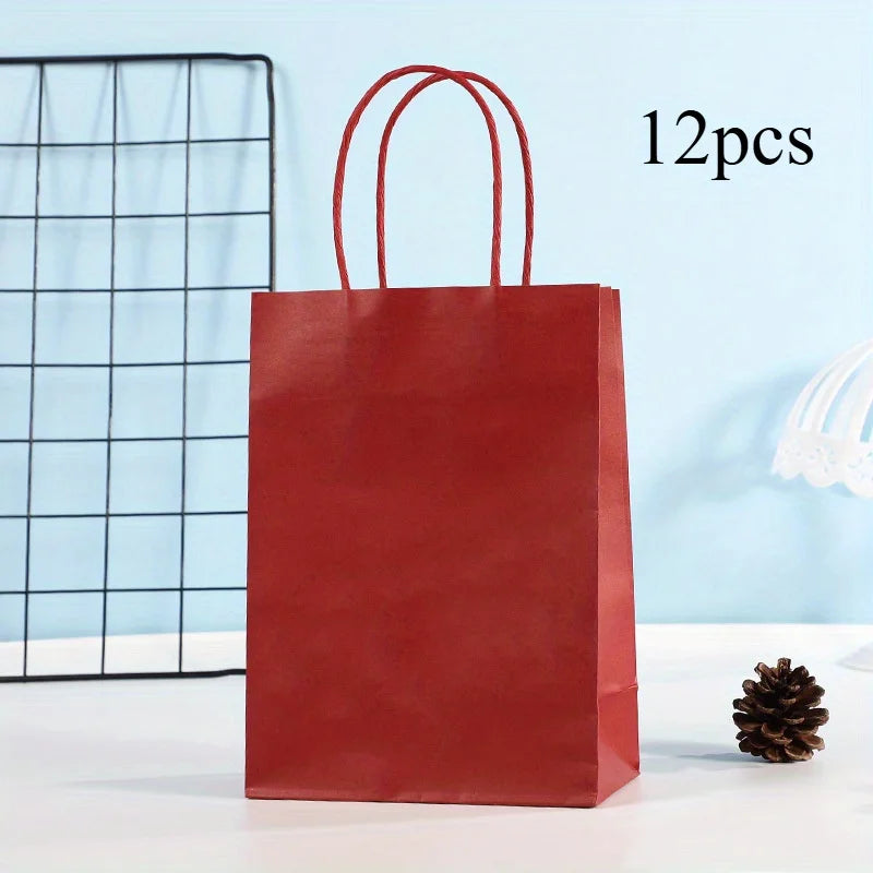 Party Favor Bags With Handles Reusable Kraft Paper Shopping Bags Birthday Supplies Party Gift Bags, Birthday Candy Bags