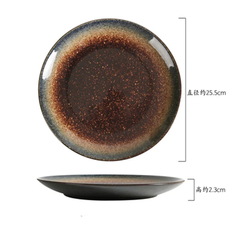 Japanese Ceramic Serving Dinner Plate Western Steak Dishes Trays Tableware Breakfast Dinnerware for Home Kitchen