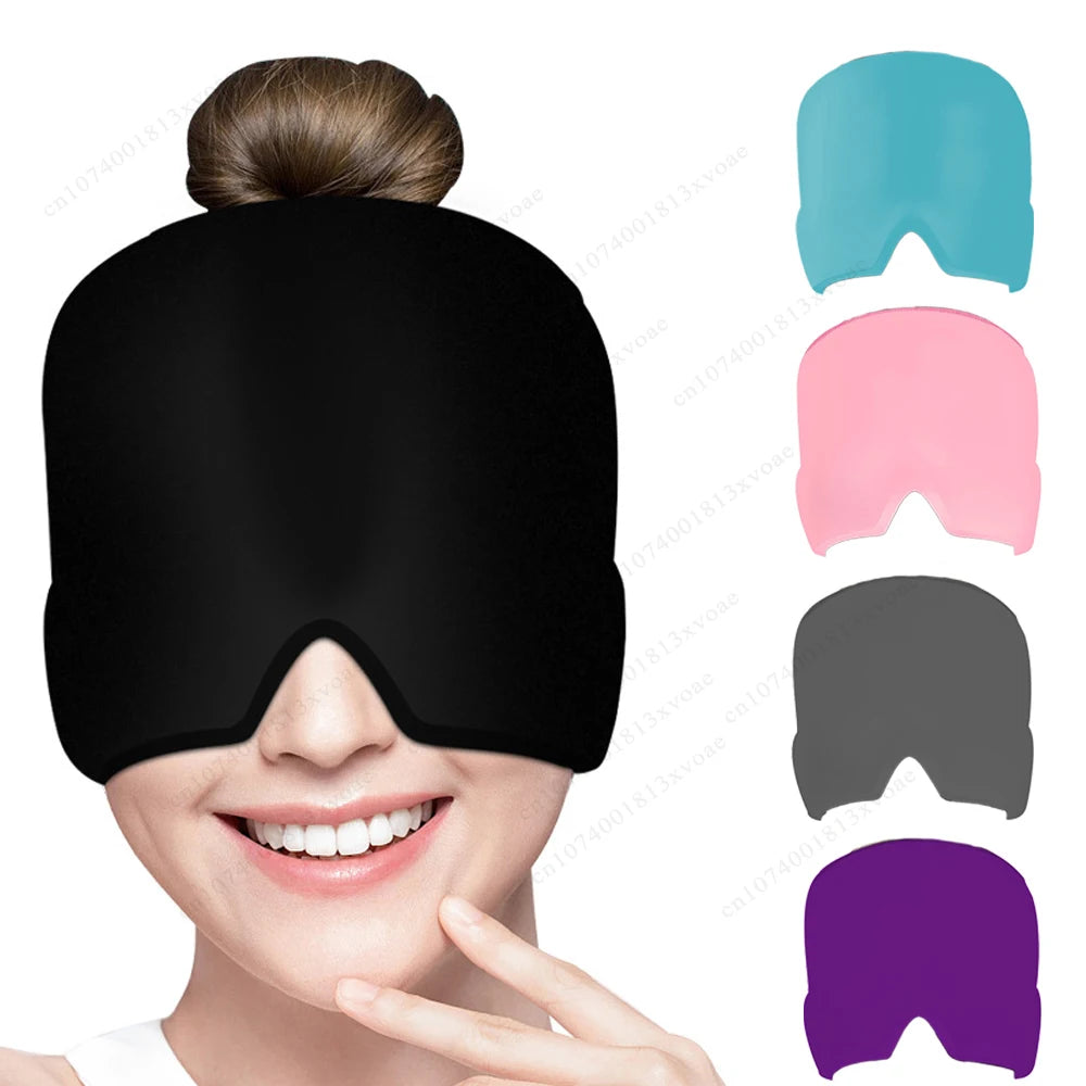 Headache Migraine Relief Hat Gel Ice Cold Compress Therapy Cap Ice Head Wrap Pack Eye Mask For Pressure Relieve Pain Ice Hat