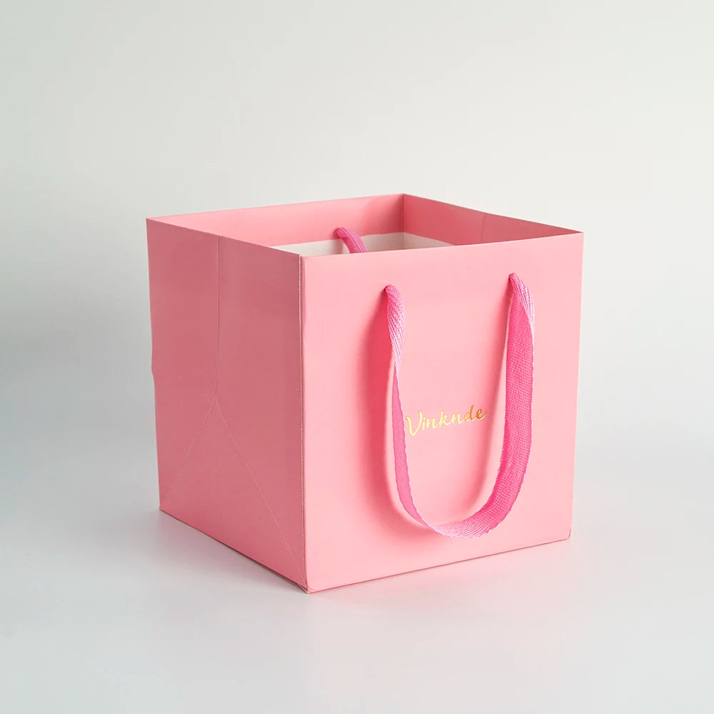 24-Pack Kraft Paper Red Bag with Handles Custom Logo Plain Paper Gift Grocery Bags for Food Retail Shopping Take Out Boutique