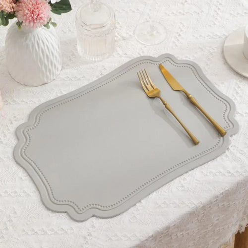 4 Piece Household Retro Irregular Tableware Pad Waterproof PU Leather Place Mat Washable Non-slip Table Mat Banquet