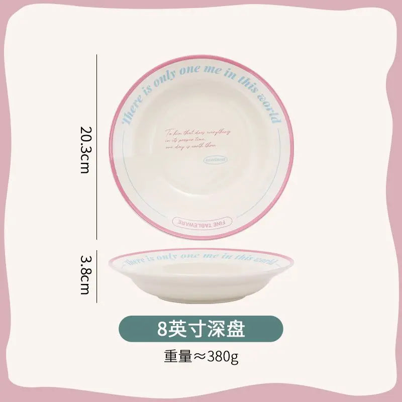 Tableware Bowl Plate Set Home Use,Including Bowls,Rice,Double Ear, Dividing Plates, Dessert Cups,High Aesthetic Value