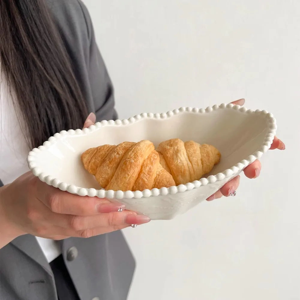 Ceramic Pearl Plates & Bowls Set - Practical Breakfast Tableware, Perfect for Modern Home Dining & Daily Use